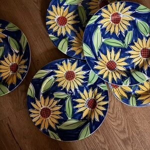 Vibrant Sango hand painted 5 dinner plates